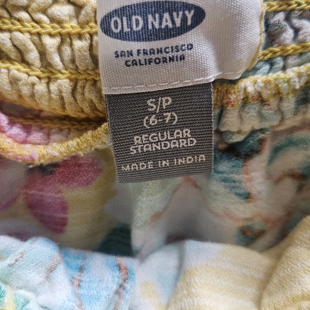 Old Navy Pastel Floral Elastic Waist Shorts - Yellow, Pink, Blue